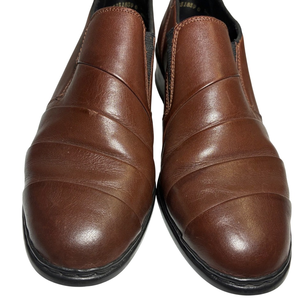 Rieker Women's Size 7 Brown Leather Comfort Slip‎ On Loafers Elastic